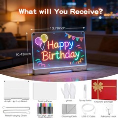 LED Light Board Drawing Pad for Kids, Rechargeable Glow Art Tablet with 12 Color