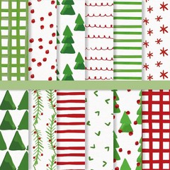 JarThenaAMCS 24 Sheets Christmas Pattern Paper Watercolor Xmas Red, Green