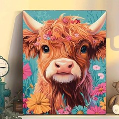 16×20 Highland Cow Painting by Numbers Kit for Adults – Gift & Decor Solution