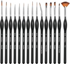 Detail Paint Brushes Set,15pcs Miniature Paint Brushes for Fine Detailing, Art