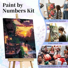 Paint by Numbers Kit for Adults – Sunset Cabin Adult Paint by Number Kits