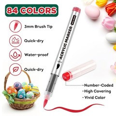 84 Colors Acrylic Paint Markers,Soft Brush Tip Paint Pens with Automatic Ink …