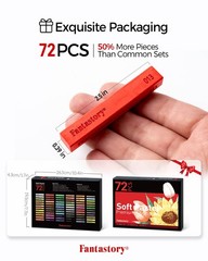 72 Long Soft Chalk Pastels Set 5 Fluorescent Non Toxic Drawing Artist Kit