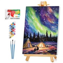 Framed Paint by Numbers Kit for Adults Beginner & Kids Ages 812, Aurora Lands…