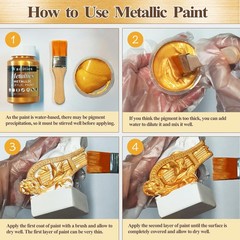 Wadities Acrylic Paint Metallic Gold, 250ml Gold Leaf for 250ml, gold