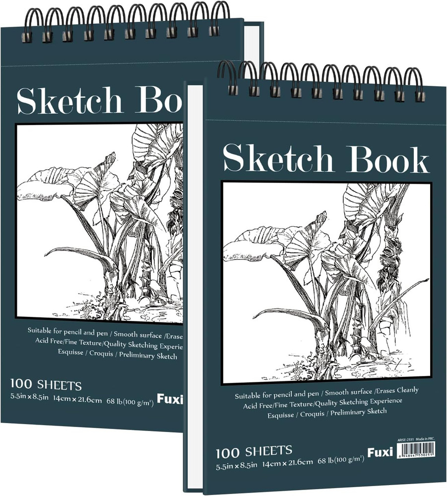 Small Sketchbook 5.5″ X 8.5″ – 2 Pack Top Spiral Mini Sketch Pad, Small Sketch B