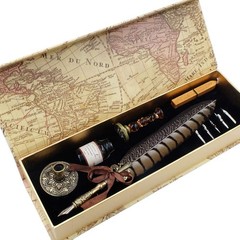 Antique Quill Pen Unique Half-Patterned Feather Pen Set with 6 Nibs 1 Bottle …