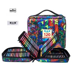 120 PCS OilBased Colored Pencils Set Zipper Case Soft Core Drawing Supplies
