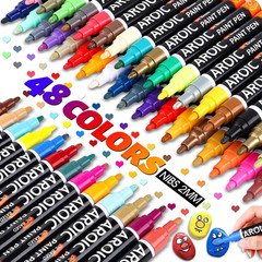 AROIC 48 Pack Oil-Based Paint Markers Medium Tip – Low Odor Rock Painting Pens f