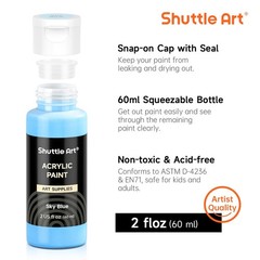 Shuttle Art Acrylic Paint, 50 Colors 2 Fl Oz (Pack of 50), Regular
