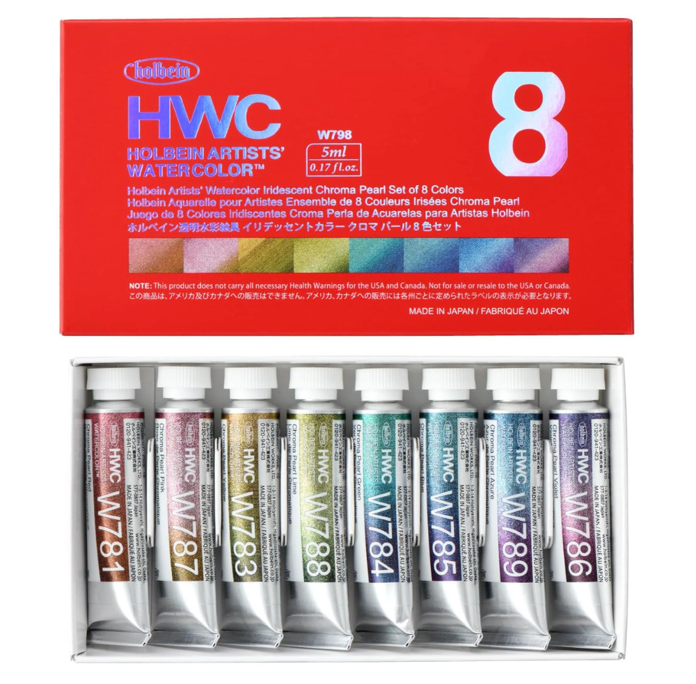 Holbain Transparent Watercolors Iridescent Colors Chroma Pearl Set 8-Color