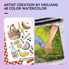 MeiLiang 48-Color Watercolor Paint Set with Brush – Vibrant & Non-Toxic Art Gift