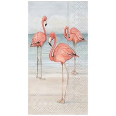 Boston International IHR 3-Ply Paper Napkins, 16-Count Guest Size, Flamingo Trio