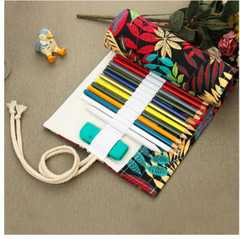 Artist Pencil Roll Up Holder Case Portable Multi Coloured Pouch Art Supplies
