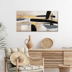 QSQ Abstract Wall Art Canvas Wall Art Decor Black And Gold Wall Art Paintings…