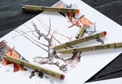 Pigma Micron pens 05 line Drawing 8 Color Set, Archival ink fineliner manga p…