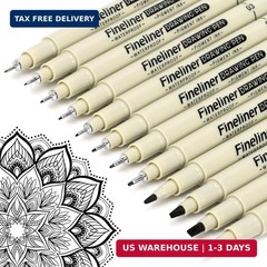 Micro Fineliner Black Drawing Pens,12 Waterproof Watercolor Painting Art Supplie