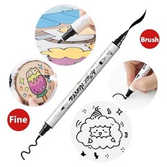 Paint Markers Brush and Fine Dual-tip Acrylic Paint Marker 4 Black and 4 White