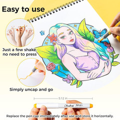 Ohuhu Acrylic Paint Markers Brush Tip: 72 Colors Automatic Ink Control Acrylic M