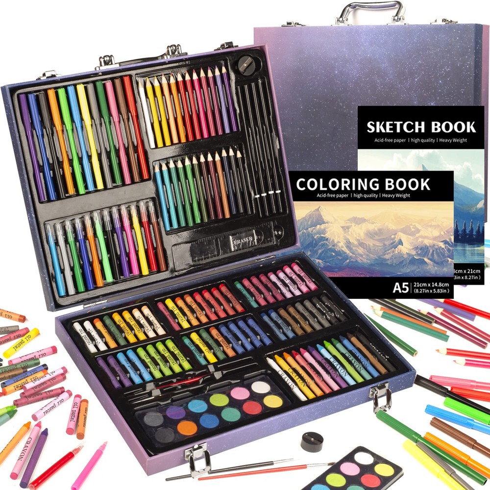 KINSPORY 150PC Art Set with Sketch Book, Coloring Art Kit Drawing Art Supplie…