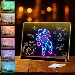 14“ LED Drawing Board 7 Colors Light Acrylic Dry Erase Lumiboard for Kids wit…