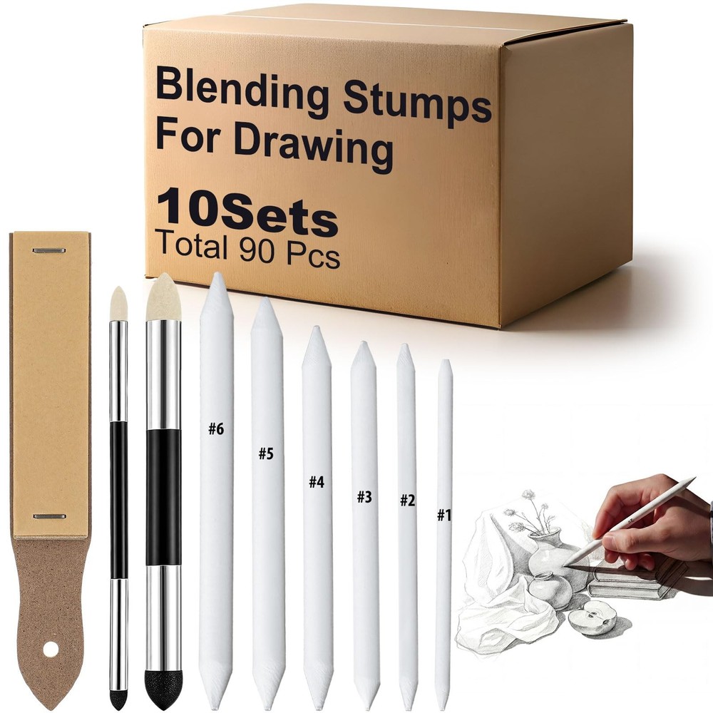 10 Drawing Blending Kits Bulk Set 60 Stumps 20 Sponge Tools Art Supplies
