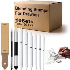 10 Drawing Blending Kits Bulk Set 60 Stumps 20 Sponge Tools Art Supplies