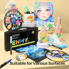 ENMY 80-Color Set of Direct-Fill Acrylic Markers, Water-Based, Brush Pens for Ar
