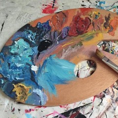 12 Pack Wood Oval Painting Palette 11.8″x7.9″ with Thumb Hole, Easy Clean Non-St