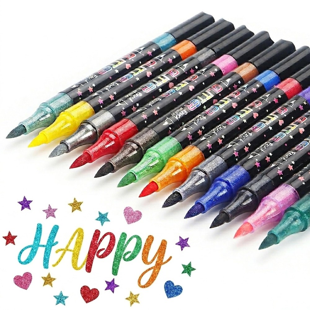 24 Colors Glitter Markers,Glitter Paint Pens Sparkly Metallic Shimmer Marker …