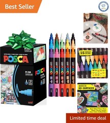 Versatile Set of 15 5M Acrylic Paint Markers with Reversible Tips for Artists