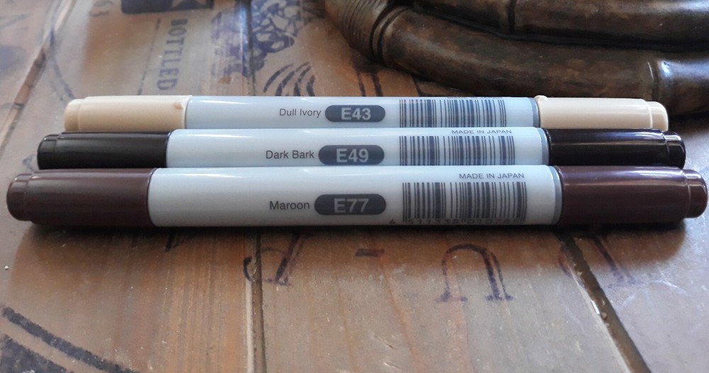 3pc Copic CIAO Markers ASSORTMENT Set E77 MAROON E49 DARK BARK E43 DULL IVORY
