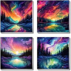 Beginner-Friendly 4 Pack Framed Paint by Number for Adult Home Decor – 8×8