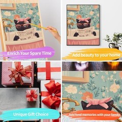 Black Cat Paint by Number for Adults,Funny Animal in Bathroom Painting by Num…