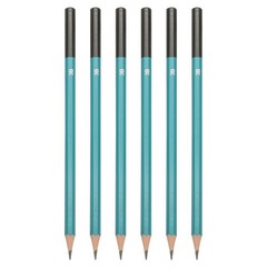 3B Drawing Pencils, 6PCS, Hexagonal , Black Refill, Green/Black Pole