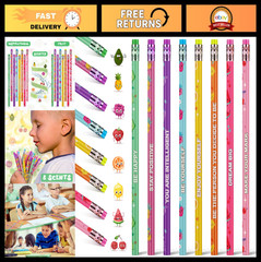 120 Pcs Scented Colorful HB Pencils with Erasers – Fun Motivational Bulk Set for