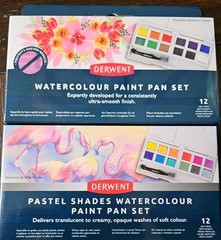 12 Derwent (Standard) Watercolor Half Pans,12 Pastel Shades Watercolor Half Pans