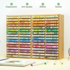 Ohuhu Bamboo Marker Organizer, Wooden Desktop Storage Hold 224 Markers for Home