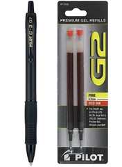 Pilot G2 Edge Retractable Gel Pen 0.7mm Black w/ Red refill Office School Home