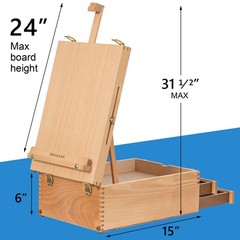 Falling in Art Wooden Tabletop Easel Box, Beechwood Sketchbox Table Easel with S