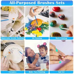 Small Paint Brushes Bulk, Anezus 50 Pcs Flat Tip Paint Brushes with Round Acr…