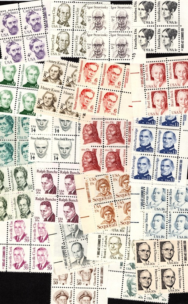 1980-1985 Your Choice: GREAT AMERICANS Zip and USPS Blocks! MNH US Stamps!