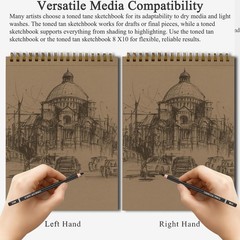 Fuxi Toned Sketchbook 8×10, 60 Sheets Spiral Bound Artist Sketch Pad – Perfec…