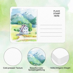 100 PCS Blank Watercolor Postcards Paper Cards 140lb/300gsm DIY Art 4×6 Inch