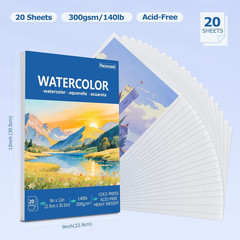 Watercolor Paper Pads, 9″X12″ (300Gsm/140Lb) Cold Press Water Color Sketchbook,