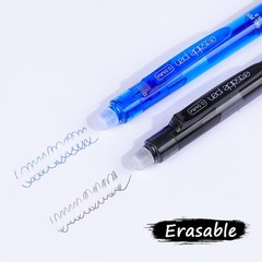 4pcs Erasable Gel Pens 0.5mm Black & Blue Set with Refills and Rubber Grip Pen