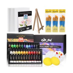 Colorful Acrylic Painting Kit – Paint Supplies Set with 24 Colors, … Fast Ship