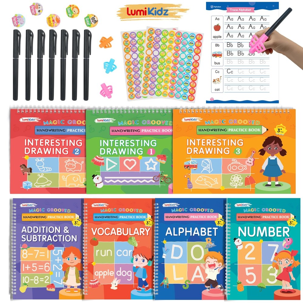 Magic Grooved Writing Practice for Ages 3-8, Grooved Handwriting Practice for…