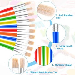 30 Kids Paint Brushes Set with Jumbo Round Watercolor and Large Flat Craft Br…