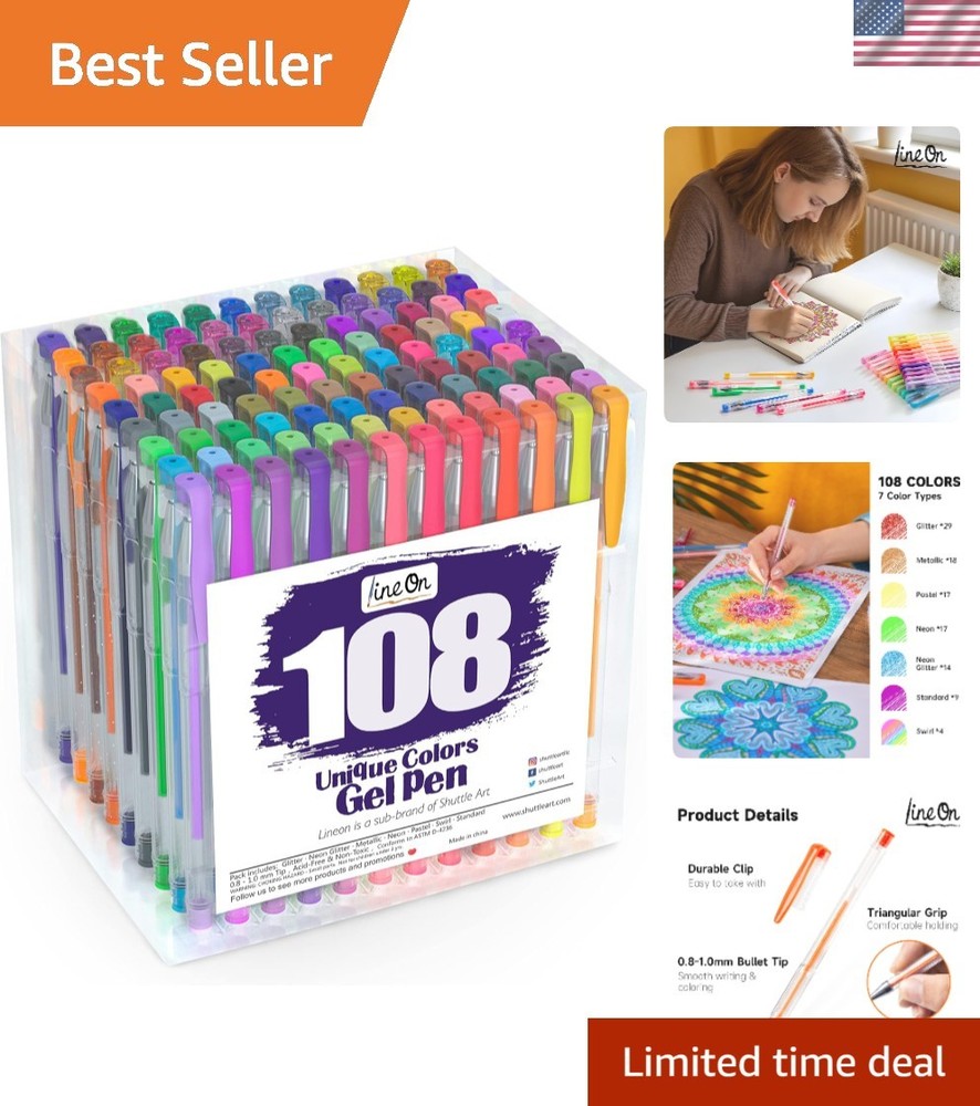 Vibrant 108-Color Gel Pen Set for Creative Journaling & Doodling – Non-toxic